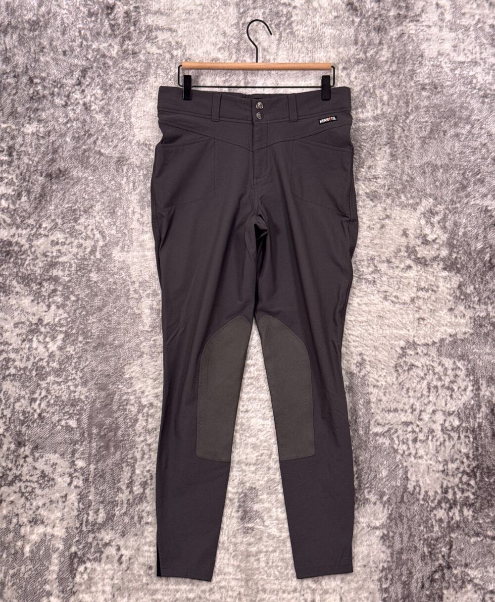 Kerrits Crossover Knee Patch Breech Riding Pants Large Womens Gray